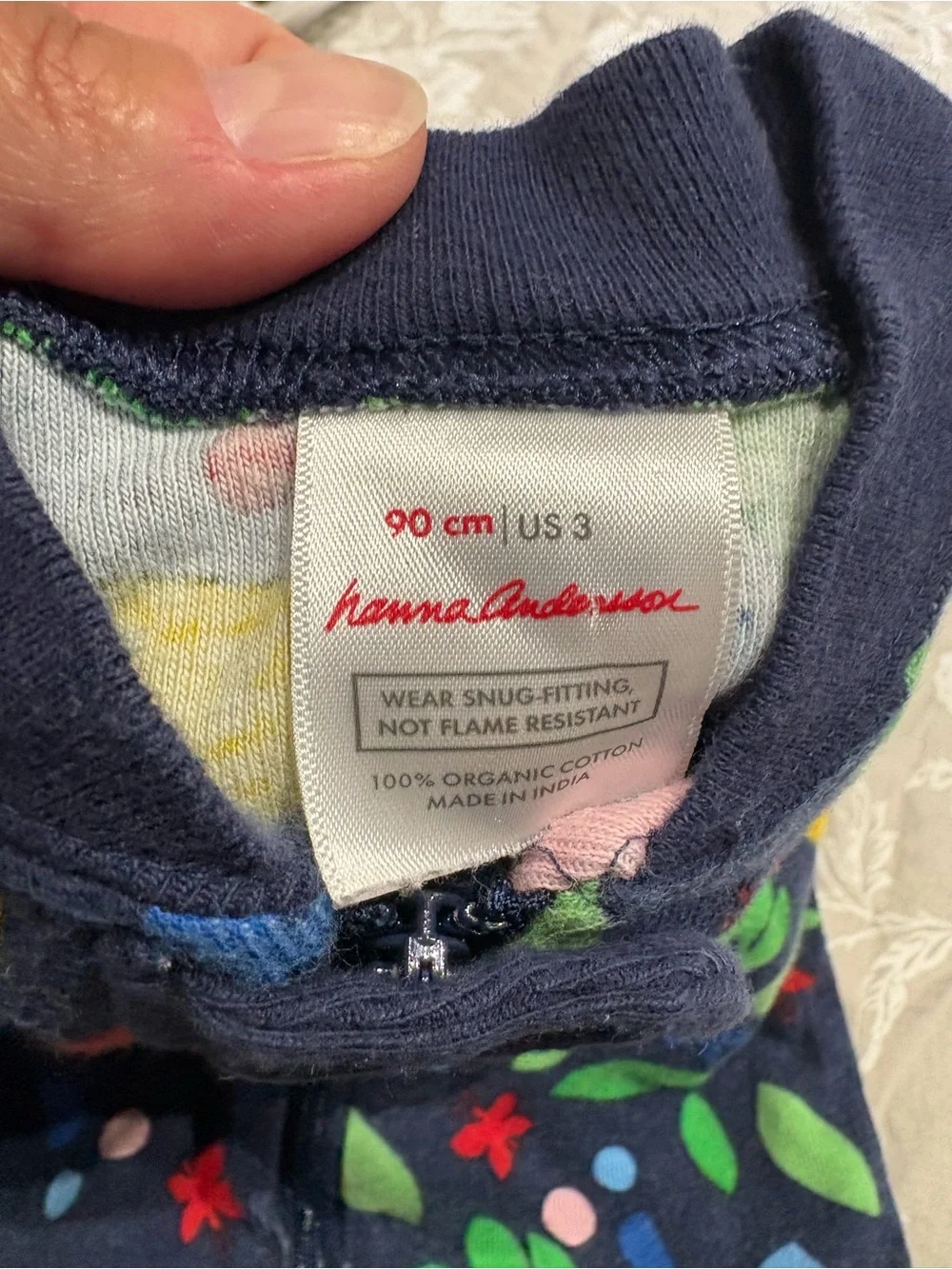 Hanna Andersson navy floral zip pj 3
